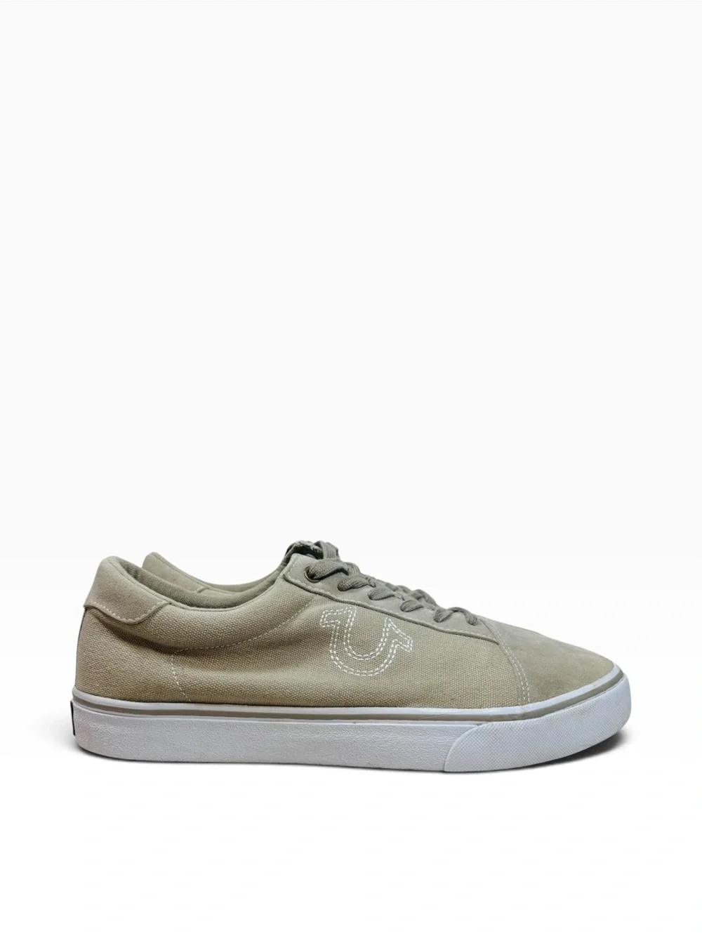 True Religion Bellamy Men’s Canvas Suede Toe Sneakers in Khaki 12